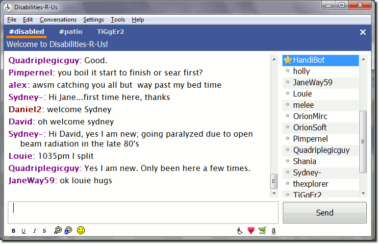 Disabilities-R-Us Chat Software Screenshot