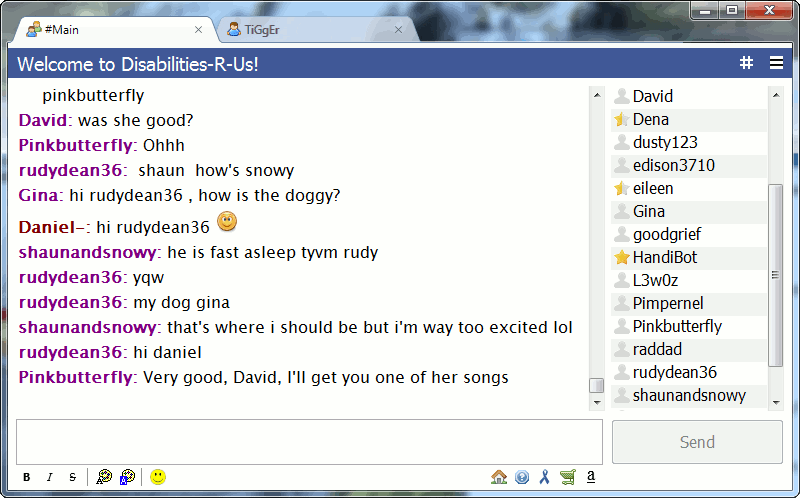 Disabilities-R-Us Chat Software Screenshot